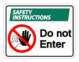 as instruções de segurança não inserem o sinal do símbolo no fundo branco vetor