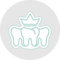 dental coroa linha adesivo multicolorido ícone vetor