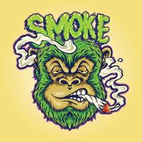 macaco maconha fumando um cigarro ilustrações vetor