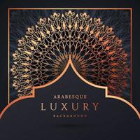 fundo de mandala de luxo com cor de ouro padrão arabesco dourado. ornamento elegante convite cartão de casamento, convite, padrão de arabesco, islâmico, capa de pano de fundo banner ilustração vetorial design vetor