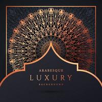 fundo de mandala de luxo com cor de ouro padrão arabesco dourado. ornamento elegante convite cartão de casamento, convite, padrão de arabesco, islâmico, capa de pano de fundo banner ilustração vetorial design vetor