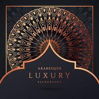 fundo de mandala de luxo com cor de ouro padrão arabesco dourado. ornamento elegante convite cartão de casamento, convite, padrão de arabesco, islâmico, capa de pano de fundo banner ilustração vetorial design vetor