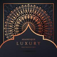 fundo de mandala de luxo com cor de ouro padrão arabesco dourado. ornamento elegante convite cartão de casamento, convite, padrão de arabesco, islâmico, capa de pano de fundo banner ilustração vetorial design vetor