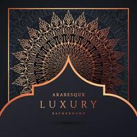 fundo de mandala de luxo com cor de ouro padrão arabesco dourado. ornamento elegante convite cartão de casamento, convite, padrão de arabesco, islâmico, capa de pano de fundo banner ilustração vetorial design vetor