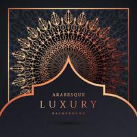 fundo de mandala de luxo com cor de ouro padrão arabesco dourado. ornamento elegante convite cartão de casamento, convite, padrão de arabesco, islâmico, capa de pano de fundo banner ilustração vetorial design vetor