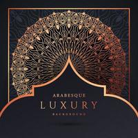 fundo de mandala de luxo com cor de ouro padrão arabesco dourado. ornamento elegante convite cartão de casamento, convite, padrão de arabesco, islâmico, capa de pano de fundo banner ilustração vetorial design vetor