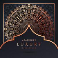 fundo de mandala de luxo com cor de ouro padrão arabesco dourado. ornamento elegante convite cartão de casamento, convite, padrão de arabesco, islâmico, capa de pano de fundo banner ilustração vetorial design vetor