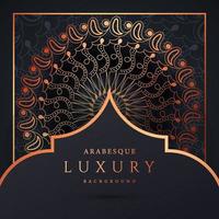 fundo de mandala de luxo com cor de ouro padrão arabesco dourado. ornamento elegante convite cartão de casamento, convite, padrão de arabesco, islâmico, capa de pano de fundo banner ilustração vetorial design vetor