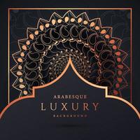 fundo de mandala de luxo com cor de ouro padrão arabesco dourado. ornamento elegante convite cartão de casamento, convite, padrão de arabesco, islâmico, capa de pano de fundo banner ilustração vetorial design vetor