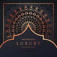 fundo de mandala de luxo com cor de ouro padrão arabesco dourado. ornamento elegante convite cartão de casamento, convite, padrão de arabesco, islâmico, capa de pano de fundo banner ilustração vetorial design vetor