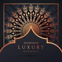 fundo de mandala de luxo com cor de ouro padrão arabesco dourado. ornamento elegante convite cartão de casamento, convite, padrão de arabesco, islâmico, capa de pano de fundo banner ilustração vetorial design vetor