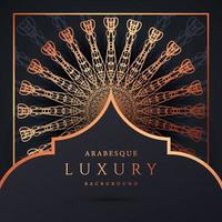 fundo de mandala de luxo com cor de ouro padrão arabesco dourado. ornamento elegante convite cartão de casamento, convite, padrão de arabesco, islâmico, capa de pano de fundo banner ilustração vetorial design vetor