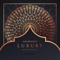 fundo de mandala de luxo com cor de ouro padrão arabesco dourado. ornamento elegante convite cartão de casamento, convite, padrão de arabesco, islâmico, capa de pano de fundo banner ilustração vetorial design vetor