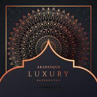 fundo de mandala de luxo com cor de ouro padrão arabesco dourado. ornamento elegante convite cartão de casamento, convite, padrão de arabesco, islâmico, capa de pano de fundo banner ilustração vetorial design vetor