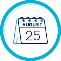 Dia 25 do agosto dois cor azul círculo ícone vetor