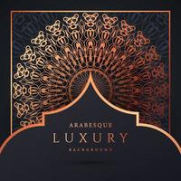 fundo de mandala de luxo com cor de ouro padrão arabesco dourado. ornamento elegante convite cartão de casamento, convite, padrão de arabesco, islâmico, capa de pano de fundo banner ilustração vetorial design vetor