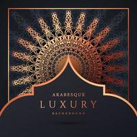 fundo de mandala de luxo com cor de ouro padrão arabesco dourado. ornamento elegante convite cartão de casamento, convite, padrão de arabesco, islâmico, capa de pano de fundo banner ilustração vetorial design vetor