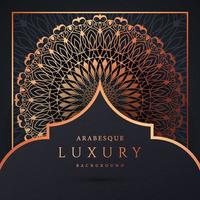 fundo de mandala de luxo com cor de ouro padrão arabesco dourado. ornamento elegante convite cartão de casamento, convite, padrão de arabesco, islâmico, capa de pano de fundo banner ilustração vetorial design vetor