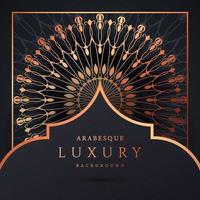 fundo de mandala de luxo com cor de ouro padrão arabesco dourado. ornamento elegante convite cartão de casamento, convite, padrão de arabesco, islâmico, capa de pano de fundo banner ilustração vetorial design vetor