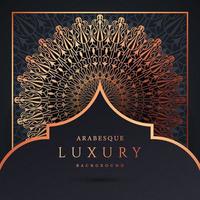 fundo de mandala de luxo com cor de ouro padrão arabesco dourado. ornamento elegante convite cartão de casamento, convite, padrão de arabesco, islâmico, capa de pano de fundo banner ilustração vetorial design vetor