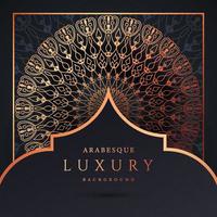 fundo de mandala de luxo com cor de ouro padrão arabesco dourado. ornamento elegante convite cartão de casamento, convite, padrão de arabesco, islâmico, capa de pano de fundo banner ilustração vetorial design vetor