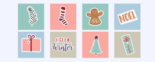 coleção de fundo de inverno com árvore, ilustração em vetor gift.editable para convite de natal, cartão postal e banner do site