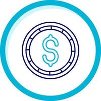 dólar moeda dois cor azul círculo ícone vetor