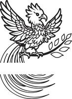 Águia tatuagem Projeto ilustração do a fundo com folhas vetor
