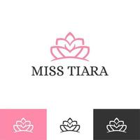 símbolo do logotipo vintage elegante tiara de ouro. marca de sinal do logotipo real geométrico de luxo. Resumo cuidados de beleza, moda facial, maquiagem, cuidados com a pele, cosméticos, ícone, vetorial, desenho vetor