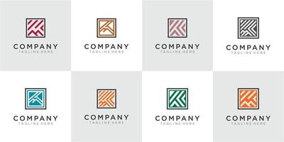 conjunto de inspirações de design de logotipo da letra k de linha criativa vetor