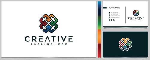 vetor de conceito de design de logotipo colorido abstrato com cartão premium. modelo de design de logotipo da comunidade
