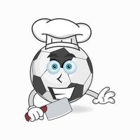 o mascote da bola de futebol se torna um chef. ilustração vetorial vetor