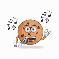 o personagem mascote dos biscoitos está cantando. ilustração vetorial vetor