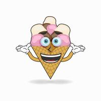 personagem do mascote do sorvete com uma expressão confusa. ilustração vetorial vetor