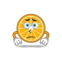 personagem mascote laranja com expressão triste. ilustração vetorial vetor