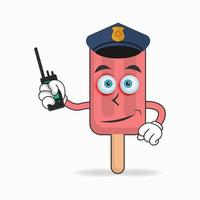 o personagem mascote do sorvete vermelho se torna um policial. ilustração vetorial vetor