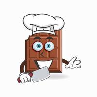 o personagem mascote do chocolate se torna um chef. ilustração vetorial vetor