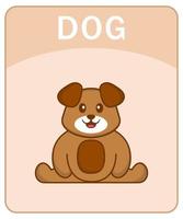 alfabeto flashcard com personagem de desenho animado de cachorro fofo. vetor