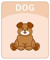 alfabeto flashcard com personagem de desenho animado de cachorro fofo. vetor