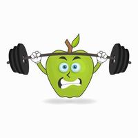 personagem do mascote da apple com equipamentos de fitness. ilustração vetorial vetor