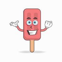 personagem de mascote de sorvete vermelho com expressão de sorriso. ilustração vetorial vetor