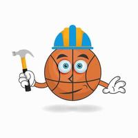 o personagem mascote do basquete torna-se um construtor. ilustração vetorial vetor