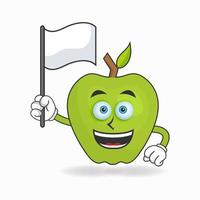 personagem do mascote da apple segurando uma bandeira branca. ilustração vetorial vetor