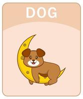 alfabeto flashcard com personagem de desenho animado de cachorro fofo. vetor