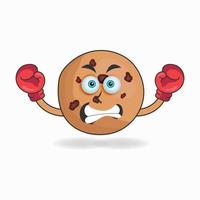 personagem mascote de cookies com equipamento de boxe. ilustração vetorial vetor