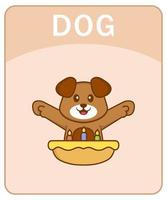 alfabeto flashcard com personagem de desenho animado de cachorro fofo. vetor