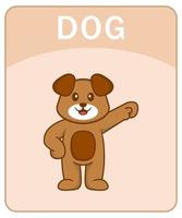 alfabeto flashcard com personagem de desenho animado de cachorro fofo. vetor