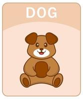 alfabeto flashcard com personagem de desenho animado de cachorro fofo. vetor