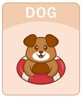 alfabeto flashcard com personagem de desenho animado de cachorro fofo. vetor