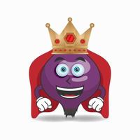 o personagem mascote da cebola roxa se torna um rei. ilustração vetorial vetor
